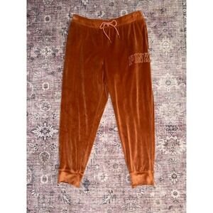 Victoria's Secret PINK Velour Joggers Rust Orange Velvet Sweatpants Womens XL